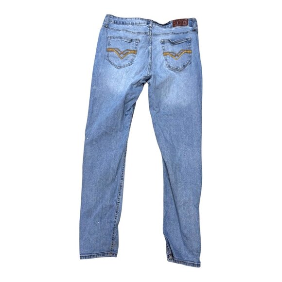 Izod Skinny Fit Mens Jeans 36x32 Light Wash Denim Distressed Work Pants READ - Picture 3 of 7